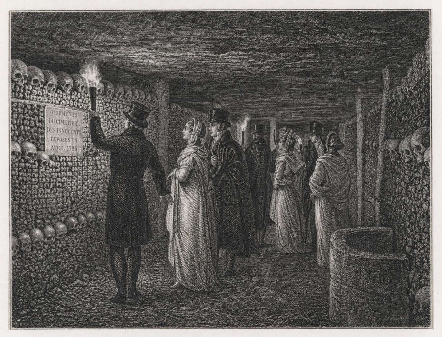 Paris Catacombs, visit in the 19th Century.