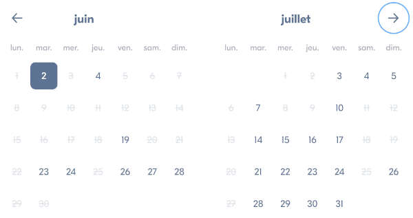 Example of a booking calendar for Paris Catacombs tickets. Dates are booked in advance!